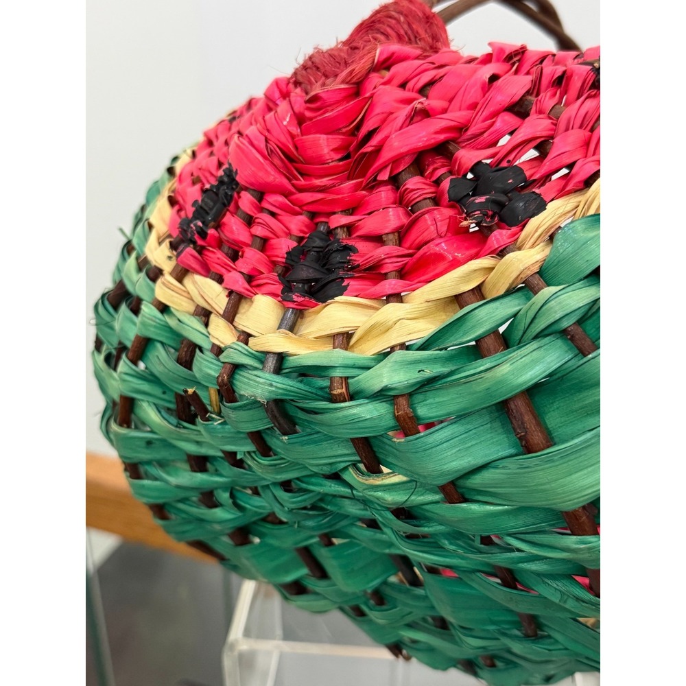 Watermelon Woven Basket Wicker Cane Picnic Straw Country Farmhouse Chic - Picture 15 of 15
